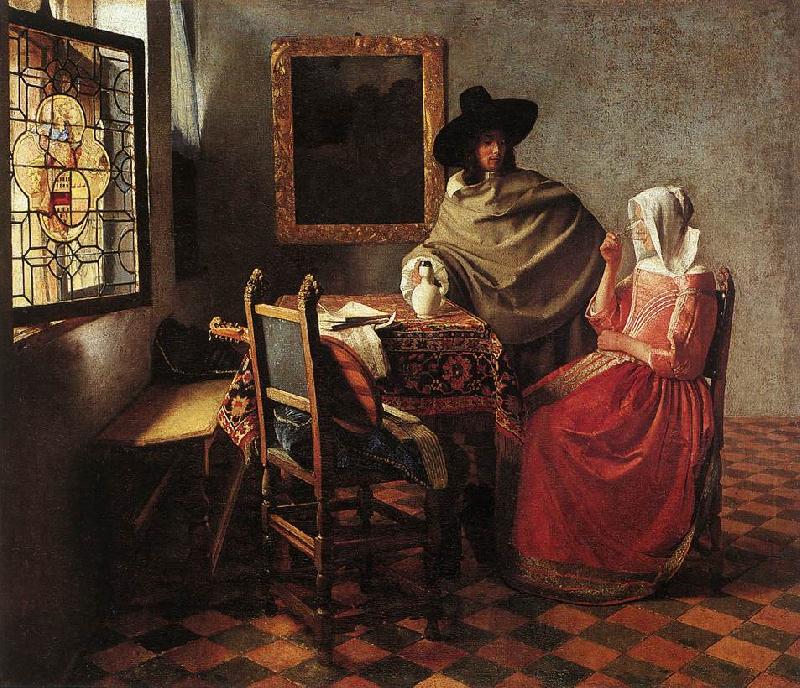 Jan Vermeer Lady Drinking and a Gentleman china oil painting image